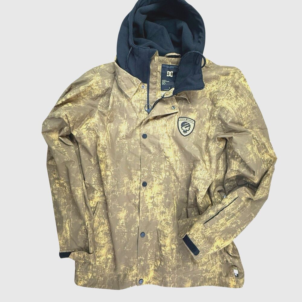 DC Cash Only 17 Snowboard Jacket XL Decay Dull Gold Hood Waterproof Ski Snow 10K